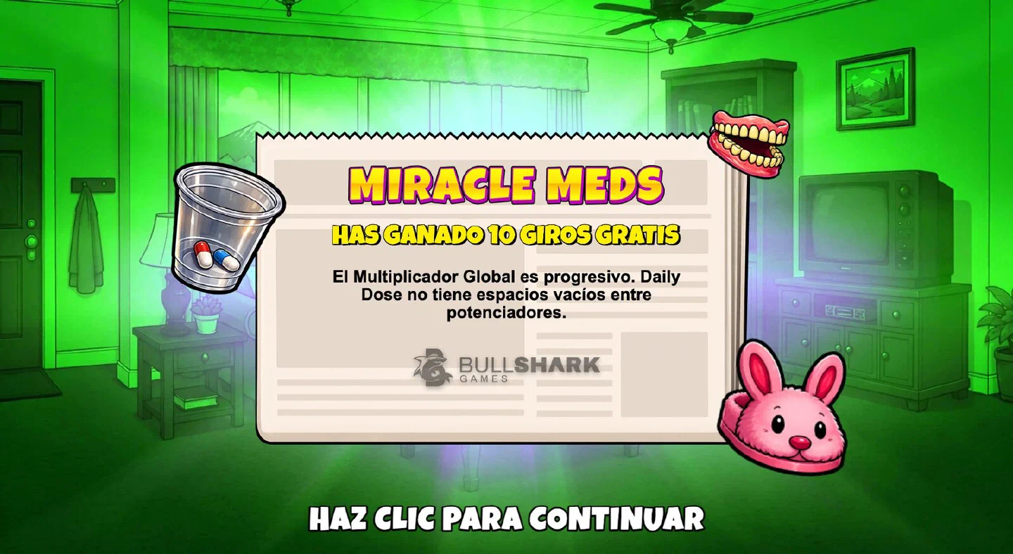 Tarjeta de presentación del bonus Miracle Meds de Joker Never Retires